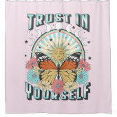Vertrauen in dich selbst | Sonne und Schmetterling Duschvorhang (Vorderseite)