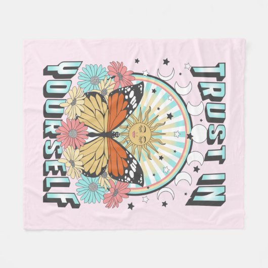 Vertrauen in dich selbst | Sonne und Schmetterling Fleecedecke (Vorderseite (Horizontal))