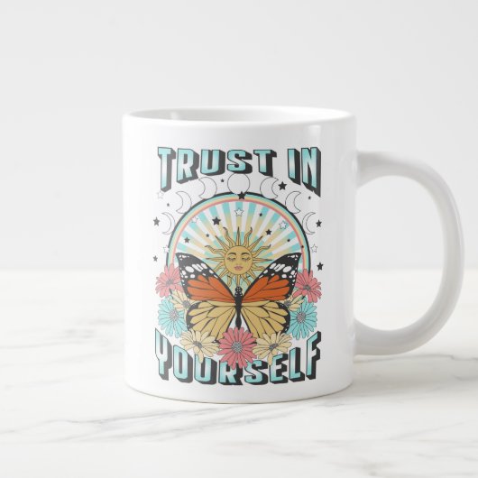 Vertrauen in dich selbst | Sonne und Schmetterling Jumbo-Tasse (Rechts)