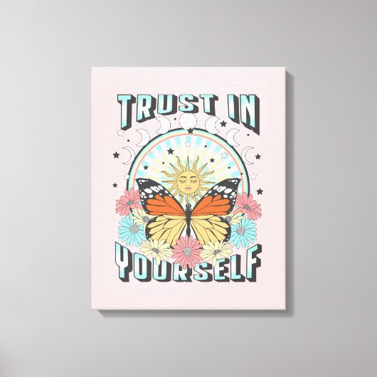 Vertrauen in dich selbst | Sonne und Schmetterling Leinwanddruck (Vorderseite)