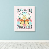 Vertrauen in dich selbst | Sonne und Schmetterling Leinwanddruck (Insitu (Holzboden))