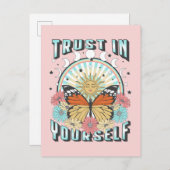 Vertrauen in dich selbst | Sonne und Schmetterling Postkarte (Vorne/Hinten)