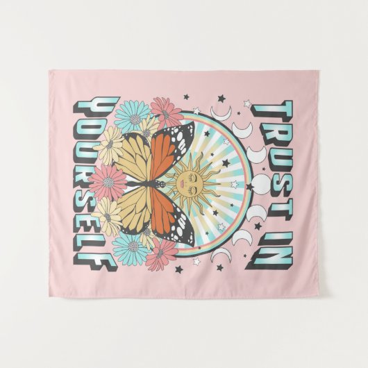 Vertrauen in dich selbst | Sonne und Schmetterling Wandteppich (Vorderseite (Horizontal))