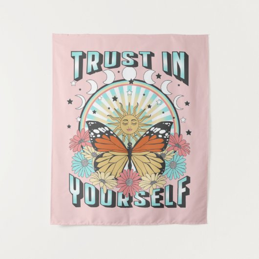 Vertrauen in dich selbst | Sonne und Schmetterling Wandteppich (Vorderseite)