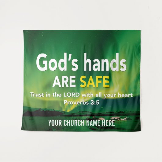 VERTRAUEN IN DIE Christliche Mauer Wandteppich (Vorderseite (Horizontal))