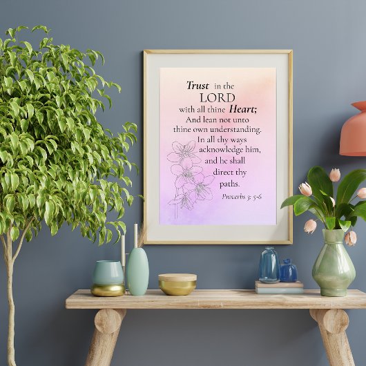 Vertrauen in die Lord Bible Verse Floral Water col Poster