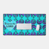 Vertrauen in die Lord Fish Blätter Lila Aquamarin  Schreibtischunterlage (Tastatur & Maus)