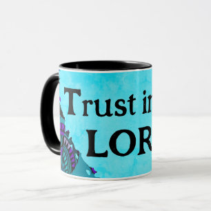 Vertrauen in die Lord Fish Blätter Lila Aquamarin Tasse
