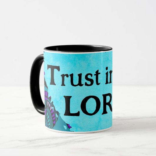 Vertrauen in die Lord Fish Blätter Lila Aquamarin Tasse (Vorderseite Links)