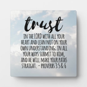 Vertrauen in die Lord Proverbs 3:5-6 Fotoplatte