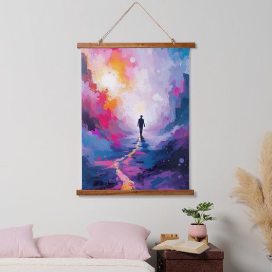 Vertrauen in GOD - Aquarellgestaltung 2025 Wandteppich Mit Holzrahmen (Schlafzimmer)