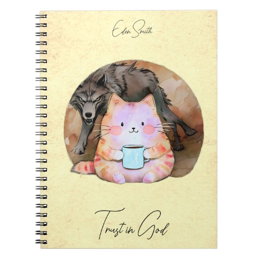 Vertrauen in Gott - Custom Notebook Cat Coffee Wol Notizblock (Vorderseite)