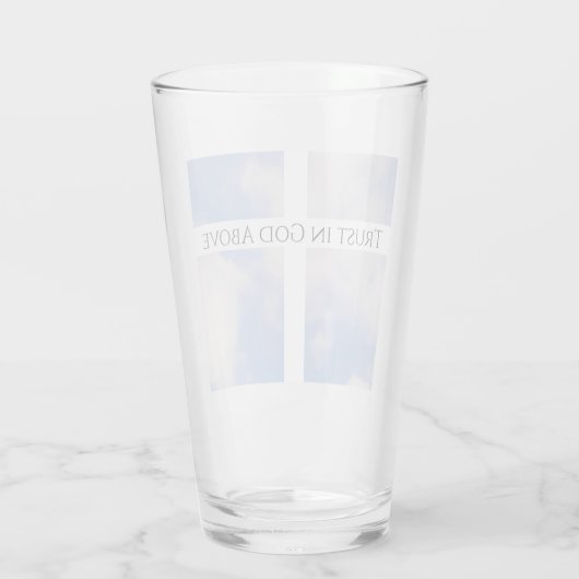 Vertrauen in Gottes Cross White and Blue Oaster Glas (Rückseite)