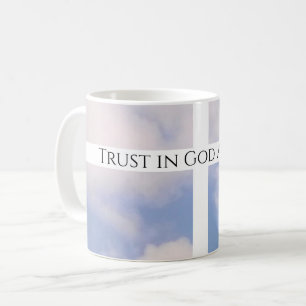 Vertrauen in Gottes Cross White and Blue Oaster Kaffeetasse