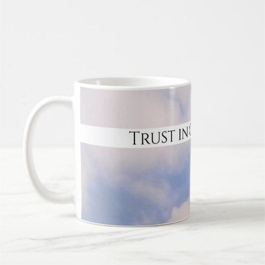 Vertrauen in Gottes Cross White and Blue Oaster Kaffeetasse (Links)