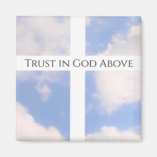 Vertrauen in Gottes Cross White and Blue Oaster Magnet (Vorne)