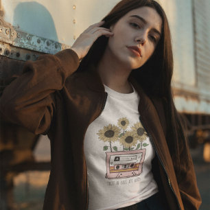 Vertrauen in Vibe Boho Sonnenblume und Cattsette T-Shirt
