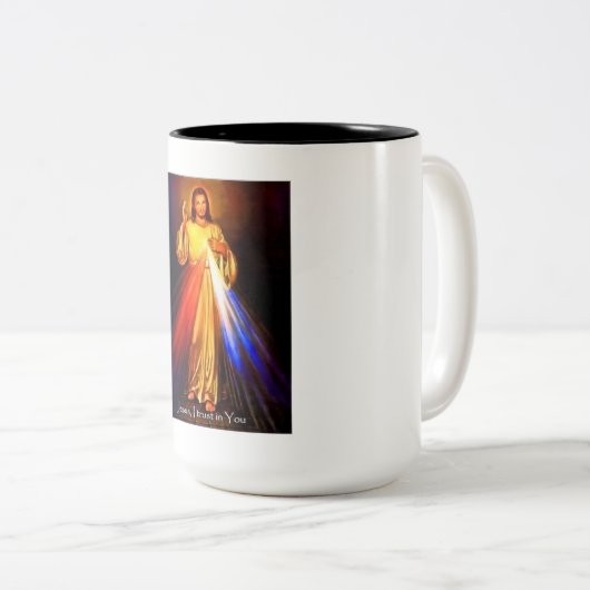 Vertrauen Jesuss I in Ihnen Zweifarbige Tasse (VorderseiteRechts)