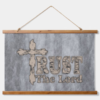 Vertrauen Sie dem Herrn bedrückte Kreuz und Worte Wandteppich Mit Holzrahmen