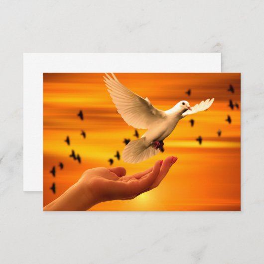 Vertrauen Sie Gott mit Taube in der Hand Dankeskarte (Vorne/Hinten)