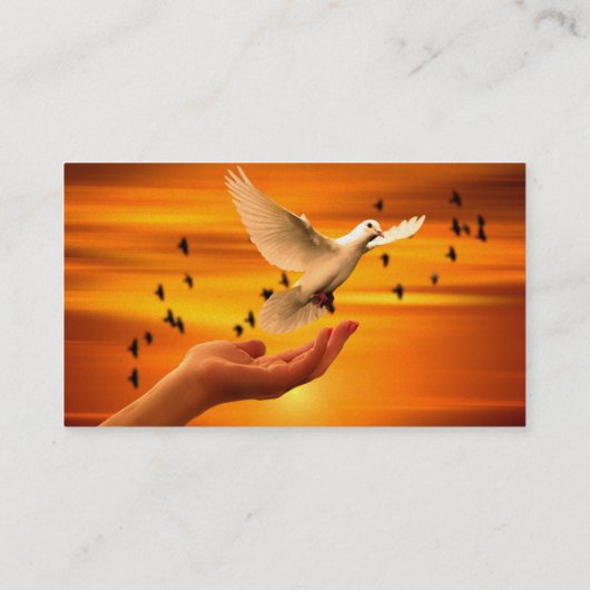 Vertrauen Sie Gott mit Taube in der Hand Visitenkarte (Rückseite)