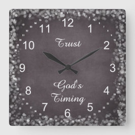 Vertrauen Sie Gottes Timing Zitat Quadratische Wanduhr