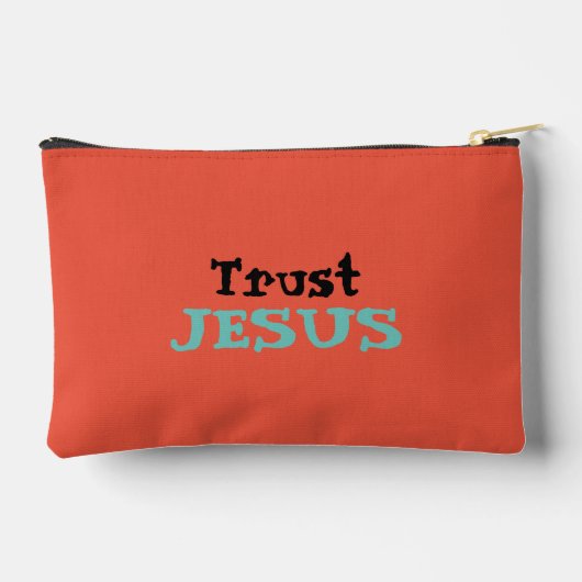 Vertrauen Sie Jesus Christliches Zitat Orange Zubehörtasche (Rückseite)