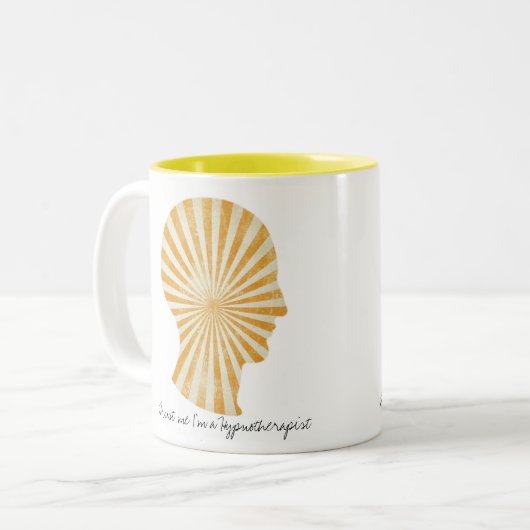 Vertrauen Sie mir, ich bin ein Hypnotherapeut gelb Zweifarbige Tasse (Vorderseite Links)