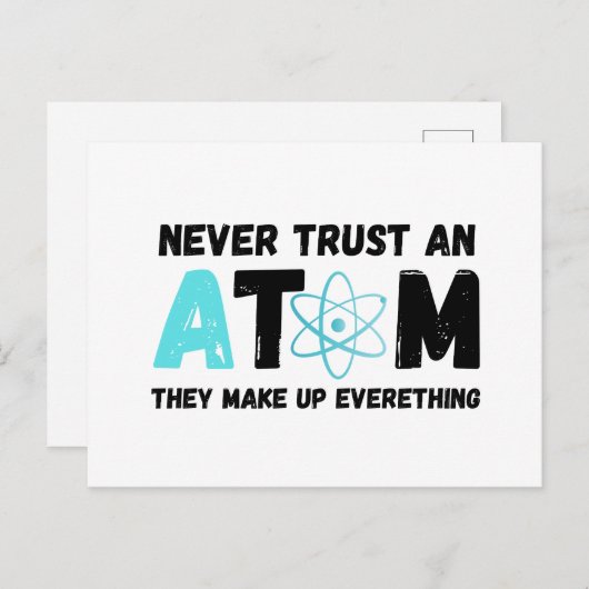 VERTRAUEN SIE NIEMALS EINE ATOM EINLADUNGSPOSTKARTE (Vorne/Hinten)