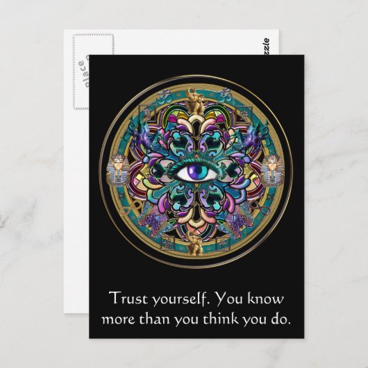 Vertrauen Sie sich ~ Die Augen der Welt Mandala Postkarte (Vorne/Hinten)
