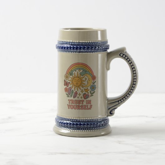 Vertrauen Sie sich selbst - Retro Psychedelic Sun Bierglas (Rechts)