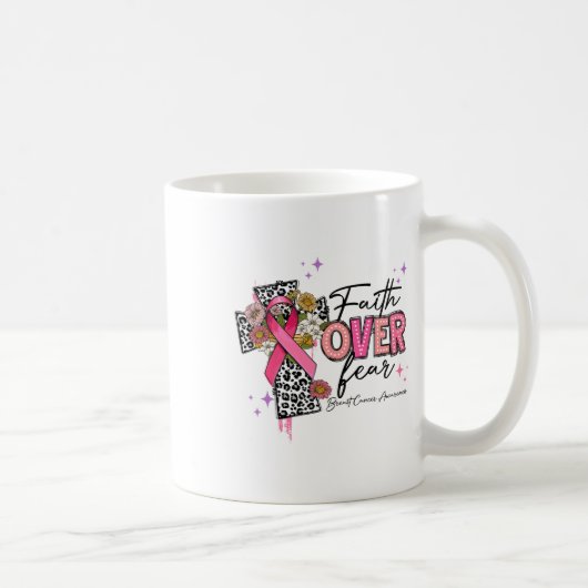 Vertrauen über Angst Brustkrebs Bewusstsein Christ Kaffeetasse (Rechts)