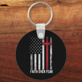 Vertrauen über Angst US Flag Christliches Kreuz Schlüsselanhänger (Vorderseite)