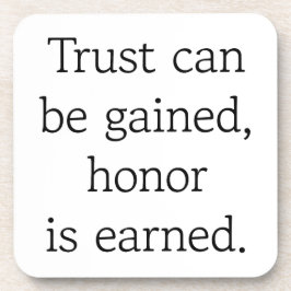 Vertrauen und Ehre harter Kunststoff-Untersetzer Getränkeuntersetzer