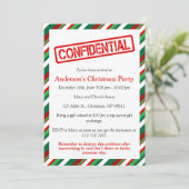 vertraulich | Fun Christmas Party Einladung (Stehend Vorderseite)