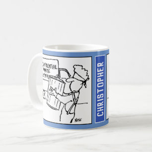 Vertrauliche Abfallentsorgungs-Cartoon. Kaffeetasse