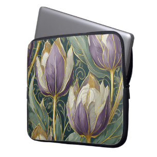 Verträumte staubig-lila Tulpe - Vintage-Botanik-Ar Laptopschutzhülle