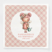 Verträumte Süße Fee Rosa Blumen 1. Geburtstag Serviette (Vorderseite)