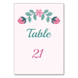 verträumte Tischnummer-Karte für Blume und Blätter Tischnummer