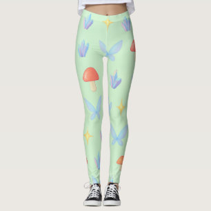Verträumtes Fairycore-Muster – Pilze, Kristalle  Leggings