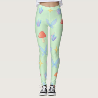 Verträumtes Fairycore-Muster – Pilze, Kristalle Leggings