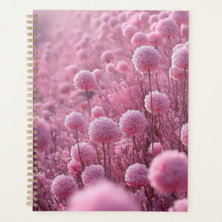 Verträumtes Rosa Pom-Pom-Blumenfeld in Pastell Planer
