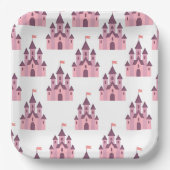 Verträumtes Rosa Prinzessinnen-Schloss Pappteller (Vorderseite)