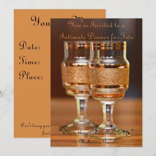 Vertrautes Abendessen für zwei Einladung (Vorne/Hinten)