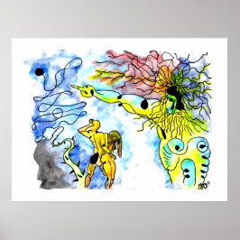 Vertreibung aus dem Paradies -Tinte und Aquarell Poster