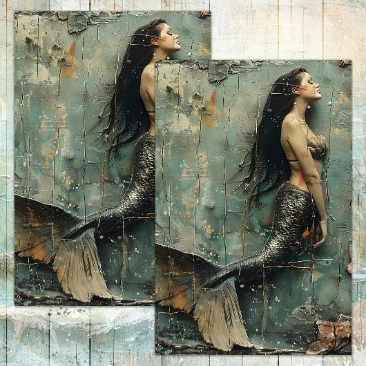 VERTRIEBENES MERMAID DECOUPAGE TISSUPAPIER SEIDENPAPIER