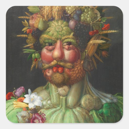 Vertumnus 1591 von Giuseppe Arcimboldo Quadratischer Aufkleber (Vorderseite)