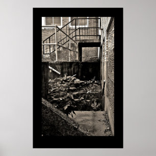 verurteiltes GebäudeSchwarz und Weiß Poster
