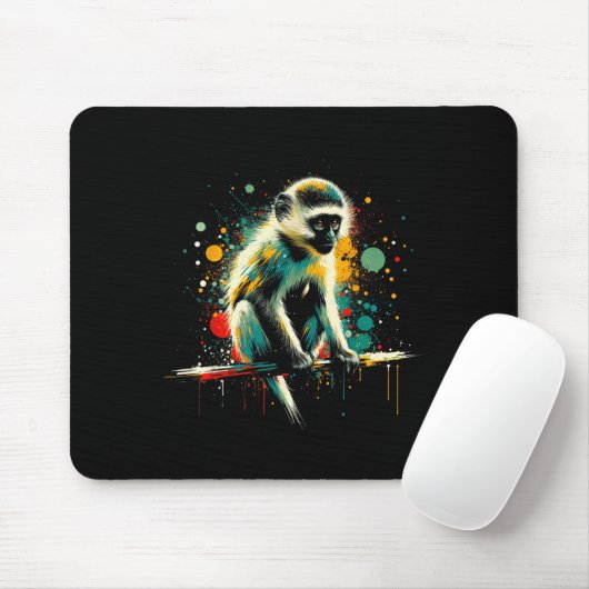 Vervet Monkey Minimalist And Vibrant Style Christm Mousepad (Mit Mouse)