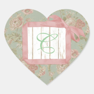 Verwackelte Rosen Monogramm Aufkleber